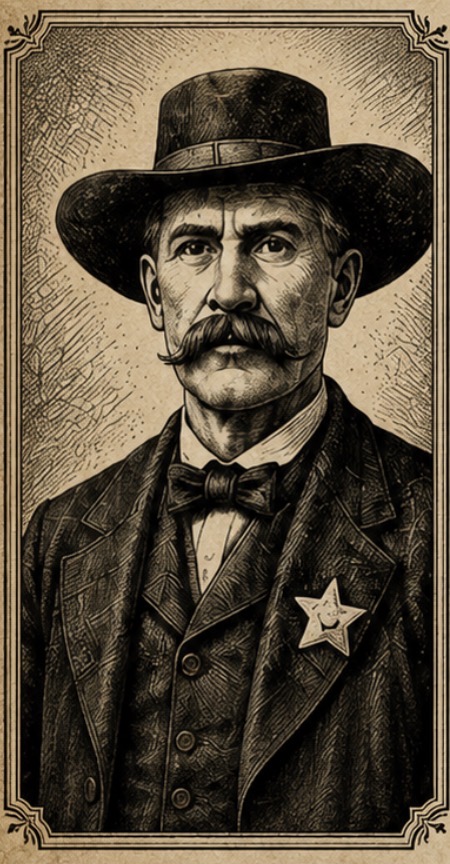 Official engraved portrait of Sheriff Hawkins